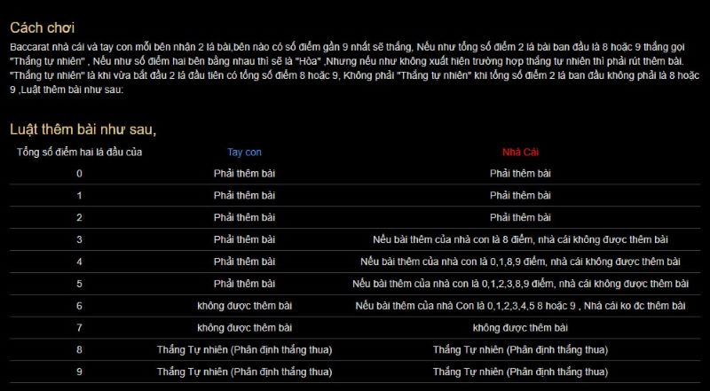 Hướng dẫn cách rút bài baccarat đúng cách nhất